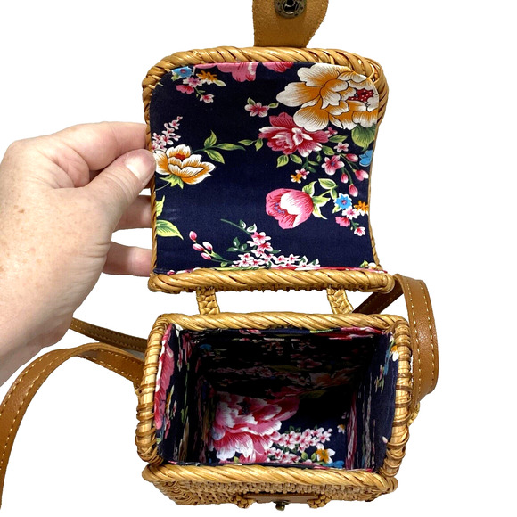 Woven Wicker Basket Purse Straw Crossbody Shoulderbag Casual Cottage Core Bag - Picture 5 of 10